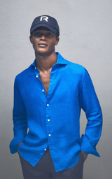 Linen Button-Through Shirt in Dark Brown