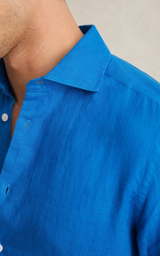 Linen Button-Through Shirt in Dark Brown