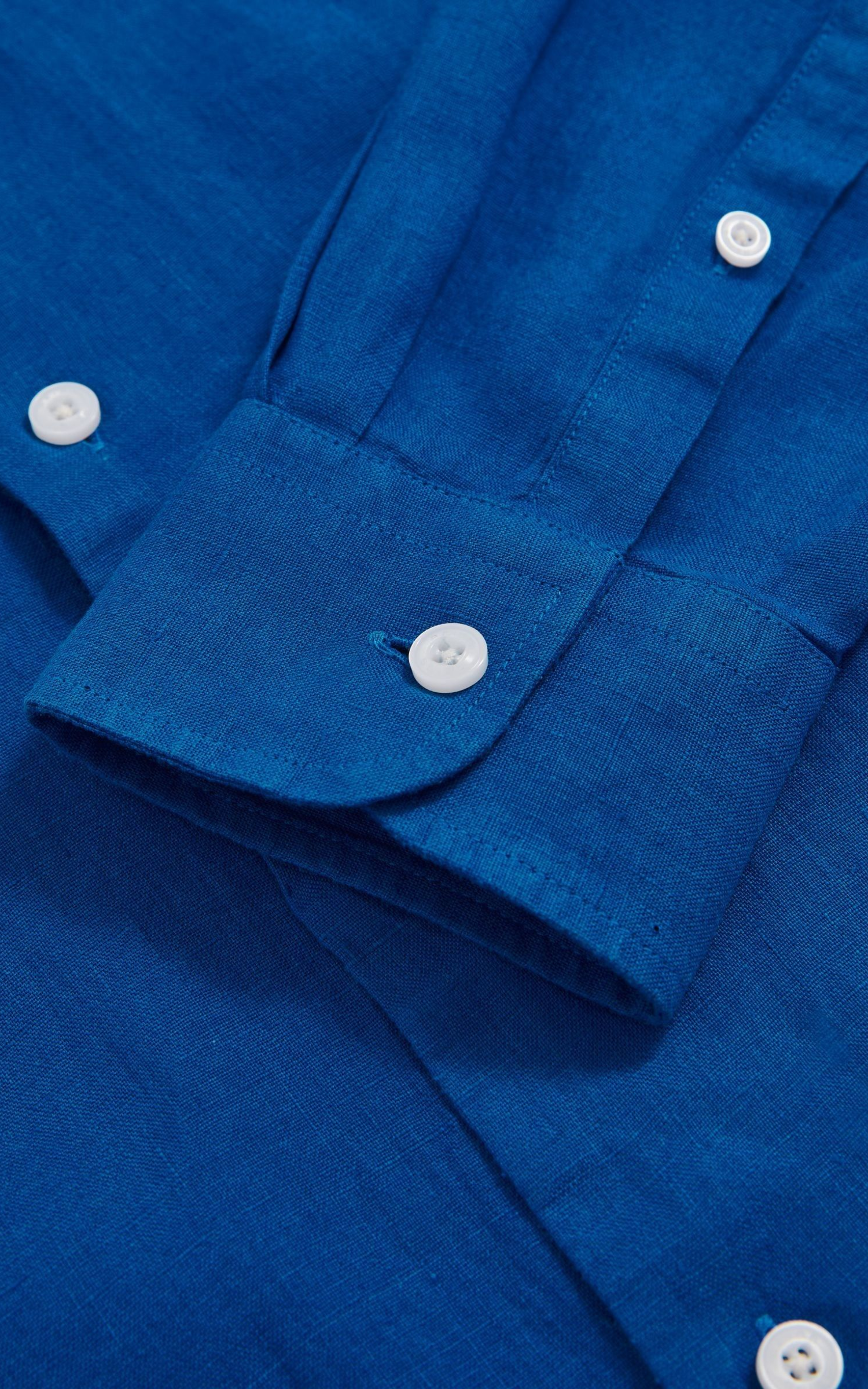 Linen Button-Through Shirt in Dark Brown