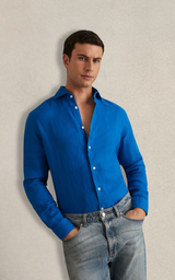Linen Button-Through Shirt in Dark Brown