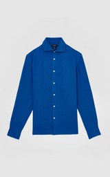 Linen Button-Through Shirt in Dark Brown