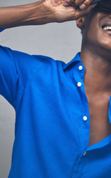 Linen Button-Through Shirt in Dark Brown