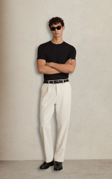 Garnet Straight-Leg Trousers in Off White