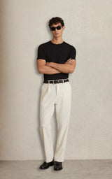 Garnet Straight-Leg Trousers in Off White