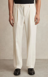 Garnet Straight-Leg Trousers in Off White