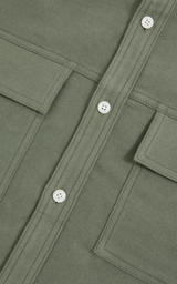 Moleskin-Cotton Twin-Pocket Overshirt in Green