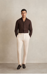 Linen Button-Through Shirt in Dark Brown