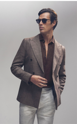 Linen Button-Through Shirt in Dark Brown