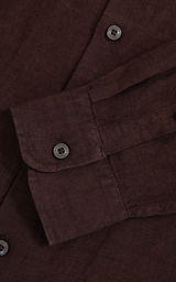 Linen Button-Through Shirt in Dark Brown